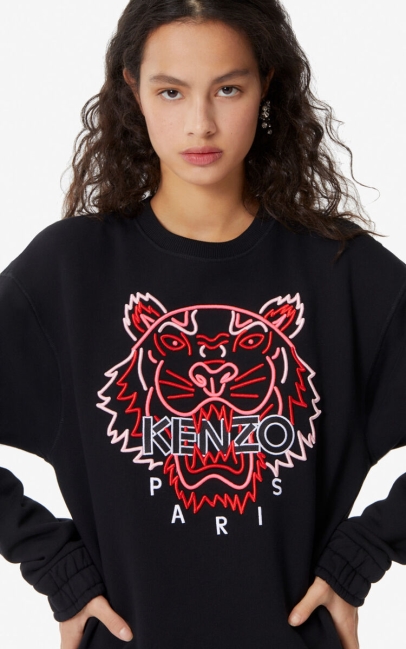 Kenzo Women Neon Tiger Sweatshirt Black